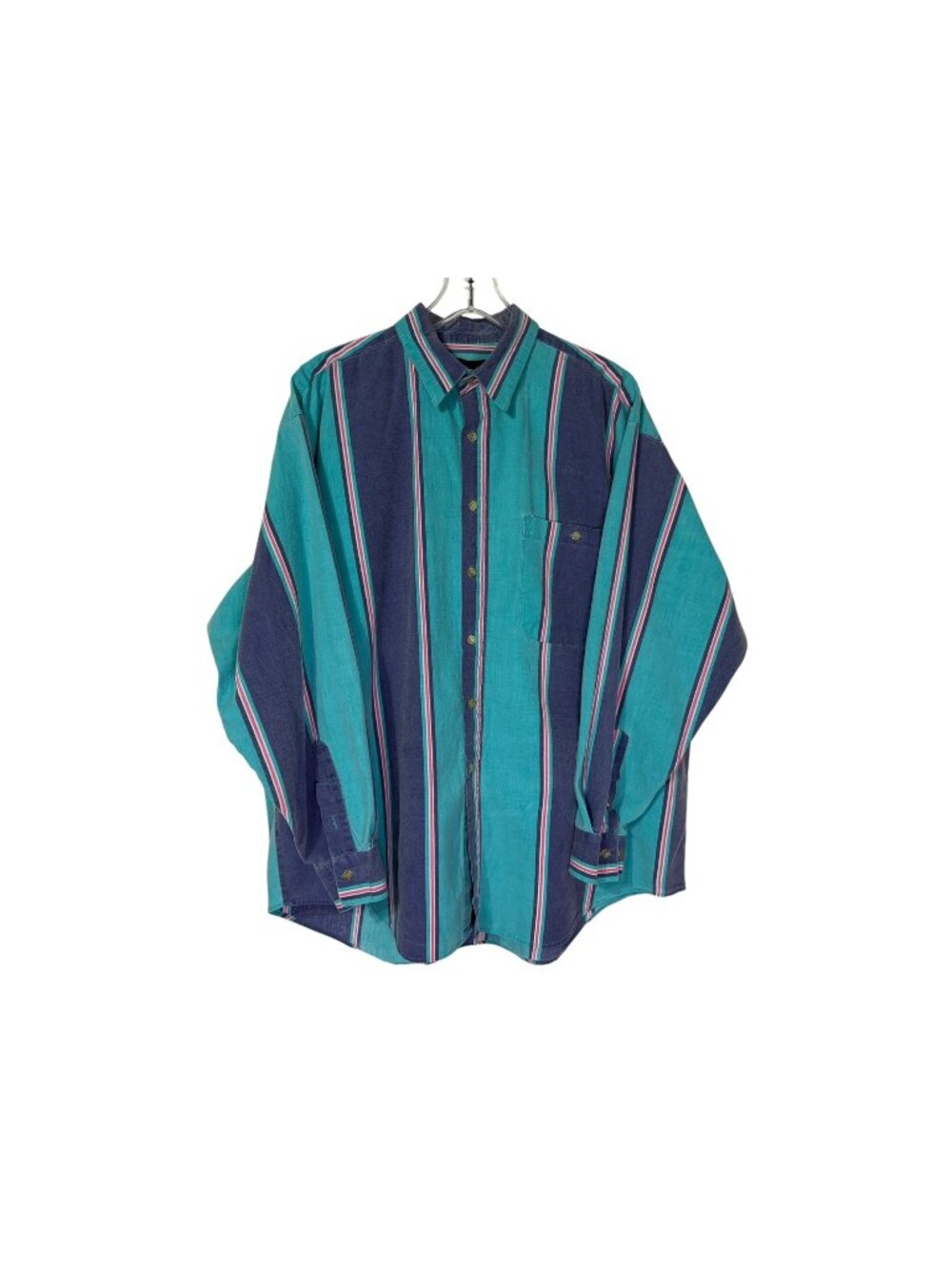 Vintage 90s Santana Striped Long Sleeve Button-Up Shirt - Men's Size XL